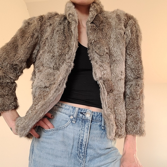 VINTAGE - RABBIT FUR COAT - Picture 2 of 12